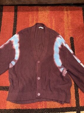 Zara Maroon Cardigan with Light Blue Sleeve Accents